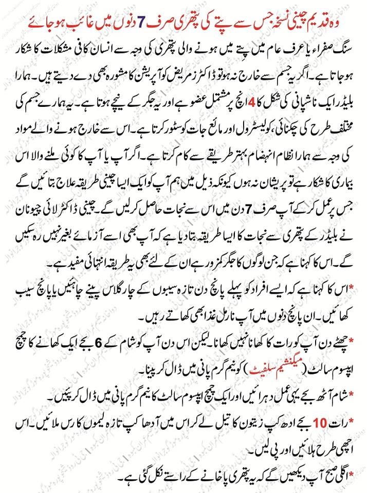 Pitte ki Pathri ka Ilaj Treatment of Gallbladder Stones in Urdu
